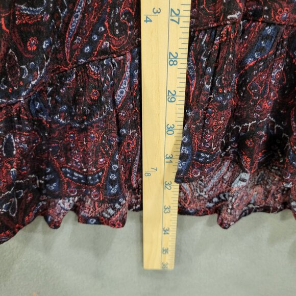 American Eagle Paisley‎ Dress Women's Small Pin Tuck Tassles Hippie Boho Peasant - Picture 5 of 5